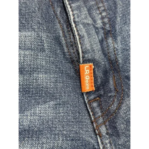 LR Geans Mens Size 30 Classic Fit Blue Denim Straight Leg Distressed - Picture 7 of 9